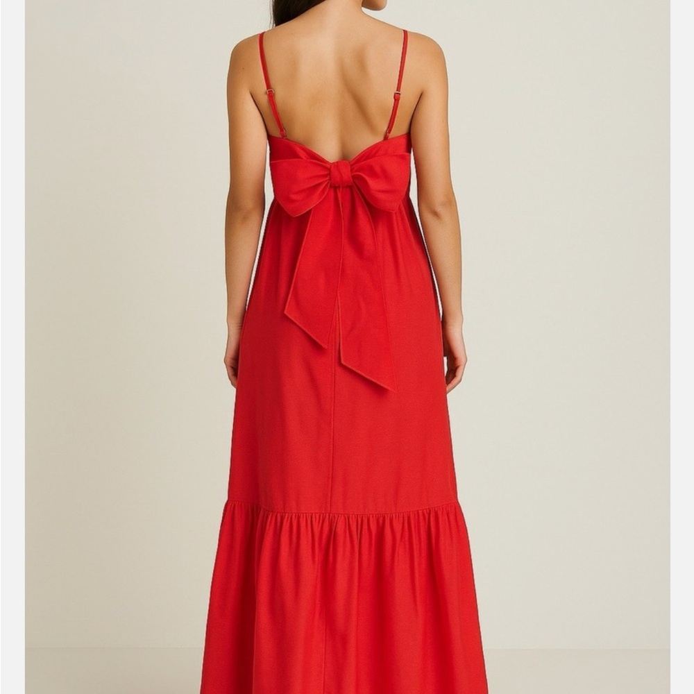 Abercrombie & Fitch Drama Bow-Back Taffeta Maxi Dress - Red - Size XL
